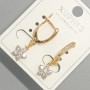 Earrings 'Flower' Xuping with white crystals, diameter 8 mm, length 29 mm, 18K gold plating