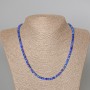 Lapis lazuli necklace with natural stone, faceted cube beads, 4 mm diameter, 48 cm long