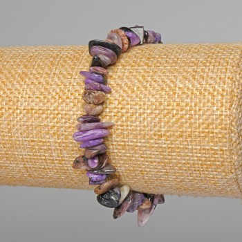 Charoite bracelet with natural stone chips, diameter 9x2 mm ±, length 18 cm ± (stretch)