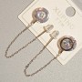 Earrings Xuping with white crystal, diameter 9 mm, length 60 mm, rhodium-plated