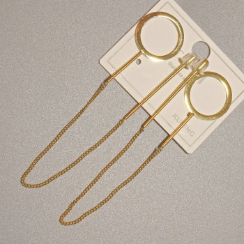 Xuping Earrings, 15 mm Diameter, About 10.5 cm Length, 18K Gold Plating