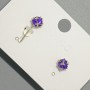 Xuping Stud Earrings with Violet Crystal, 6.5 mm Diameter, Rhodium-Plated