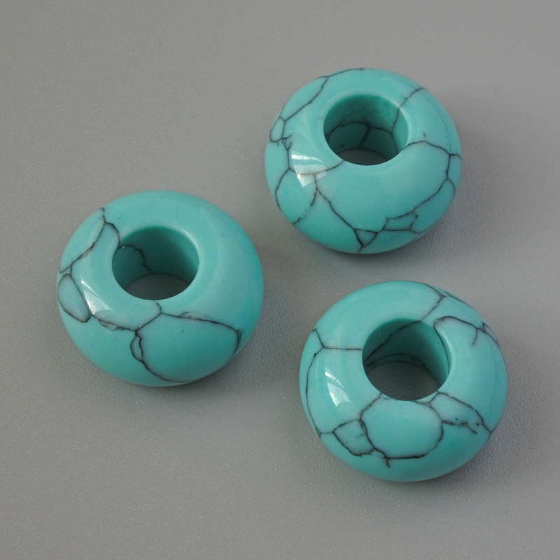 Pandora Turquoise Bead, 14x7 mm, hole diameter 5.5 mm+
