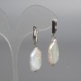 Baroque Pearl Earrings with a Gasoline Tint, diameter 14.5 × 23 mm, total length about 40 mm, English clasp
