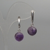 Earrings with natural amethyst, smooth ball beads, diameter approximately 12 mm, length approximately 32 mm, English clasp