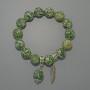 Moss Agate Bracelet (artificial) Smooth Beads, 12.5 mm Diameter, 18 cm Length, Stretch with Metal Inserts