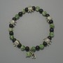 Bracelet with Moss Agate and Shungite (synthetic) Smooth Beads, Diameter about 6 mm, 6.5 mm +/-, Length 18 cm +/- (stretch) with metal inserts
