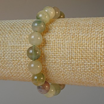 Phantom Quartz with Rutile Bracelet, natural stone, smooth beads, 10 mm diameter, 18 cm length ± (stretch)