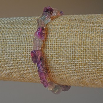 Faceted fluorite bracelet, natural unpolished stone, beads 6×8 mm, length 18 cm ± (stretch)