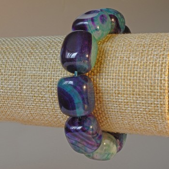 Agate Bracelet with Natural Stone Bar, 16×19 mm, length 18 cm ± (Stretch)