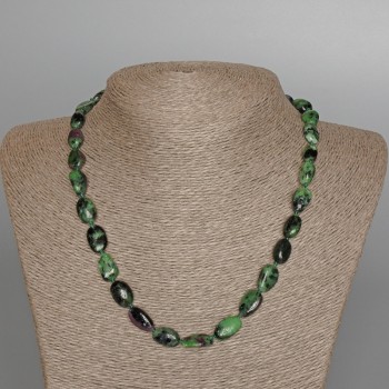 Zoisite necklace with natural stone, faceted beads, diameter 9×14 mm, length 47 cm