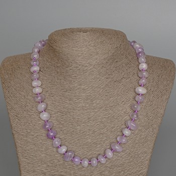 Lavender Amethyst Necklace, Natural Stone, Faceted Beads, 10x7 mm, Length 50 cm