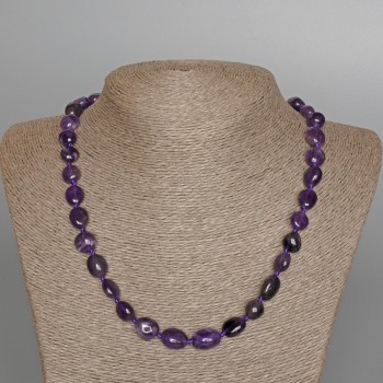 Natural Amethyst Necklace with Faceted Beads, Diameter 10x13 mm, Length 50 cm ±