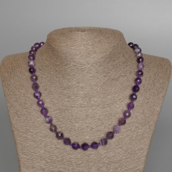 Amethyst Necklace with Faceted Bead, 8 mm diameter, 49 cm length ±