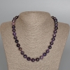 Necklace with natural amethyst, faceted round beads, 10 mm diameter, 49 cm length