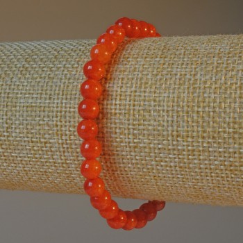 Bracelet Red Jasper (pressed) smooth bead, 6mm diameter, 18cm length (stretch)