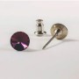 Xuping stud earrings with Swarovski crystals in purple color, 6 mm diameter, rhodium-plated