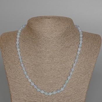 Aquamarine Necklace, natural stone, faceted bead, 6mm diameter, 49 cm long
