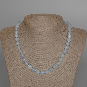 Aquamarine Necklace with natural stone, faceted bead, 8 mm diameter, 47 cm length