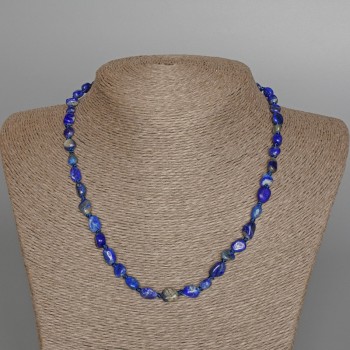 Lapis lazuli natural stone necklace with faceted beads, diameter 7x8 mm, length 46 cm