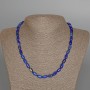 Bead necklace of natural lapis lazuli, barrel beads, diameter 6x9 mm, length 46 cm