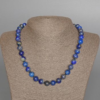 Lapis Lazuli Necklace, natural stone, smooth beads, 10 mm diameter ±, length 48 cm ±