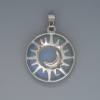 Pendant Sun Moonstone, diameter 27mm±, length 37mm± in a silver setting