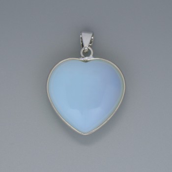 Moonstone Heart Pendant, diameter 26×26 mm, length 36 mm, in a silver setting