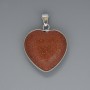 Pendant 'Heart' with Golden Sand Aventurine, diameter 26x26mm±, length 36mm± in a silver-toned bezel