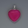 Heart Pendant with Raspberry Tourmaline, 26x26 mm Diameter ±, 36 mm Length ±, in a Silver-Toned Setting