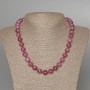 Rubellite Tourmaline Necklace with natural stone, smooth beads, diameter 10.5 mm, length 48 cm