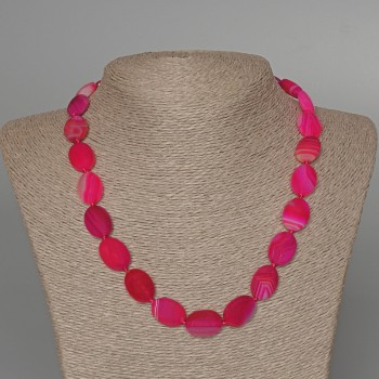 Raspberry Agate Necklace, Oval, 47 cm