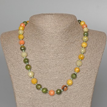 Assortment Necklace of Natural Stone, Faceted Bead, 10mm Diameter, 50cm Length