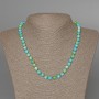 Necklace 'Variscite' (acrylic) in blue, white, and yellow colors, smooth beads, 6.5 mm diameter, 48 cm length