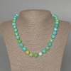 Variscite Necklace (acrylic) blue, white and yellow, smooth beads, 10mm diameter, 48 cm length +/-