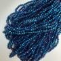 Beads Czech Crystal blue with a "Gasoline" tint, faceted rondelle, diameter 6x4.5 mm, length 38 mm on a thread