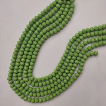 Beads Czech Crystal Salad-Green Faceted Rondelle, diameter 8×6mm±, length 40mm± on beading thread