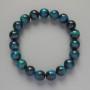 Bracelet Azure Cat's Eye Natural Stone, Smooth Beads, 10mm Diameter, 18cm Length (Stretch)