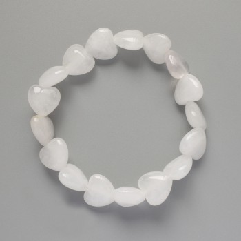 Bracelet 'Heart' with Mountain Crystal natural stone, diameter 12×12×6 mm ±, length 18 cm ± (stretch)