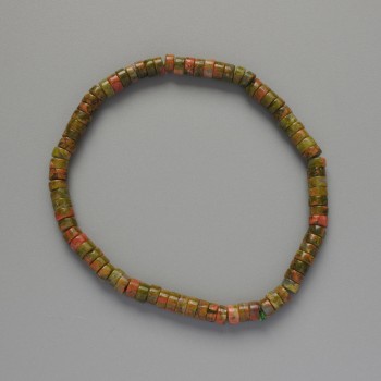 Heliotrope Jasper Bracelet, natural stone disc beads, diameter 4.5×2.5 mm, length 18 cm (stretch)