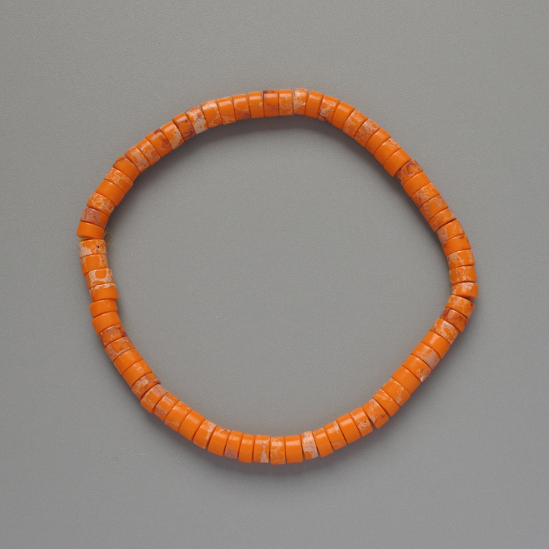 Orange variscite bracelet (pressed) disc beads, diameter 4.5×2.5 mm, length 18 cm (stretch)