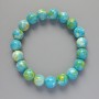 Bracelet 'Variscite' (artificial acrylic) blue, white and yellow colors, smooth bead, diameter 10mm±, length 18cm± (stretch)