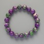 Bracelet 'Variscite' (acrylic) purple, white and green colors, smooth bead, diameter 10.5 mm, length 18 cm +/- (stretch)