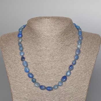 Blue Aventurine Necklace, natural stone, faceted beads, diameter 8x12 mm, length 48 cm