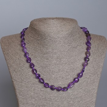 Amethyst Necklace, natural stone, faceted, diameter 9x10 mm +-, length 47 cm+-