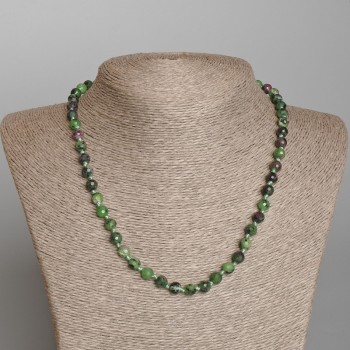 Natural zoisite necklace with a faceted bead, diameter about 6.5 mm, length 47 cm