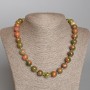 Jasper heliotrope necklace, natural stone, smooth beads, 12.5 mm diameter, 50 cm length