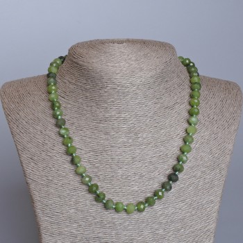 Jadeite Necklace, Canadian natural stone, faceted rondelle, diameter 8x6 mm, length 48 cm