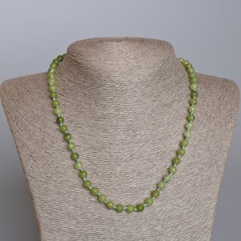Necklace of Canadian Jadeite, natural stone with faceted beads, 6 mm diameter ±, length 48 cm ±