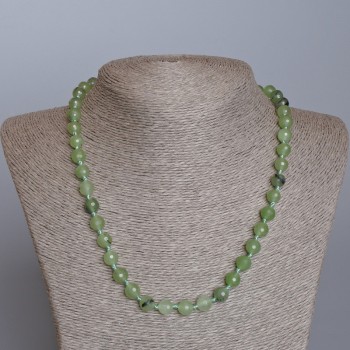 Prehnite necklace with natural stone, faceted bead, diameter 8 mm, length 50 cm